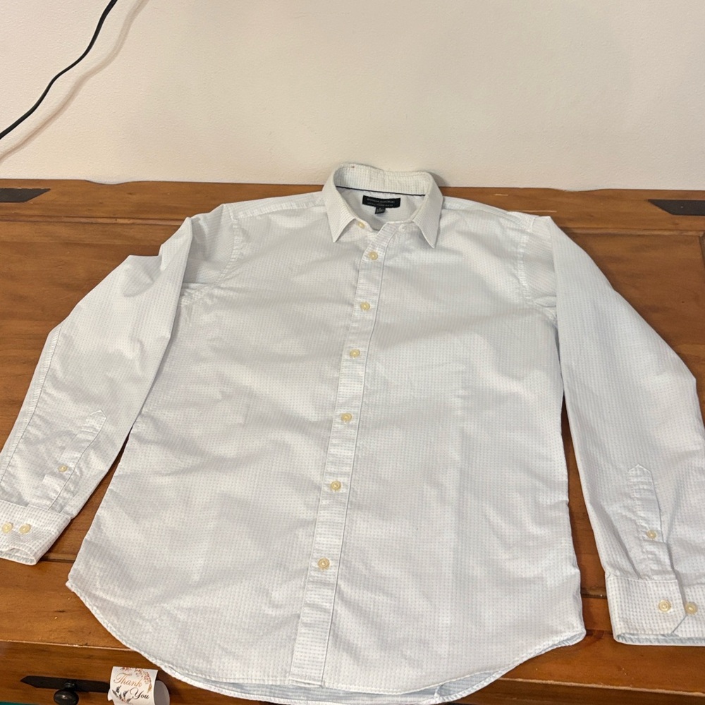 Banana Republic White Checkered Dress Shirt Size Large - Picture 6 of 10